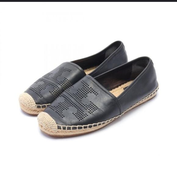 Tory Burch leather perforated logo leather black women’s size 5